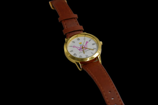 LEATHER STRAP GOLD FASHION WATCH ROYAL TEE LOGO