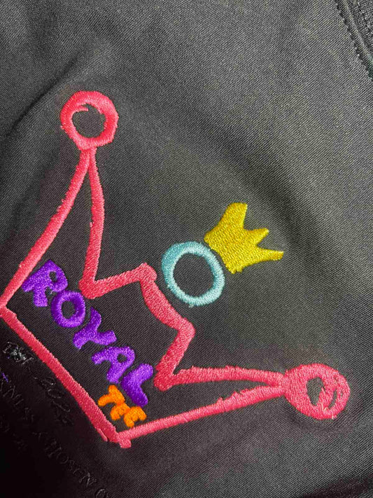 EMBROIDERED ROYAL TEE LOGO BLACK STRECHABLE SHIRT
